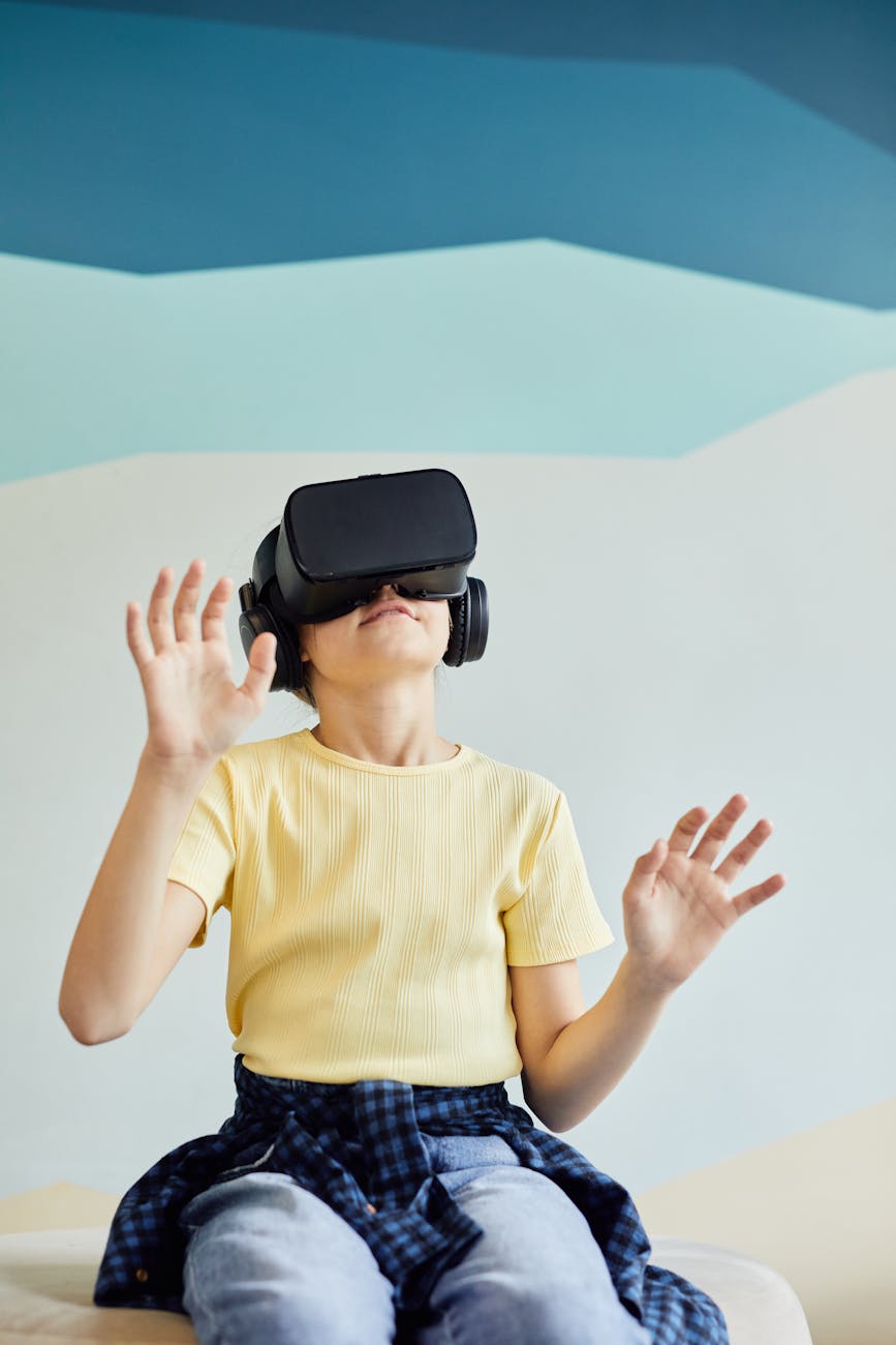 little girl exploring virtual reality